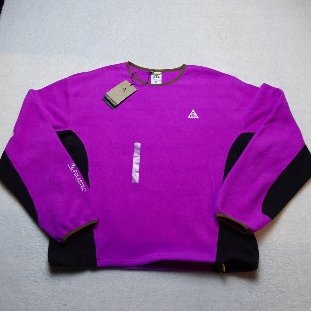 Nike ACG Wolf Tree Mens Fleece Crewneck M Purple Polartec Thermal Layer NEW